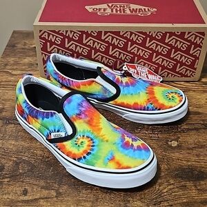 Vans Slip-On Rainbow Tie Dye Skate Shoes Y 5.5 NWT